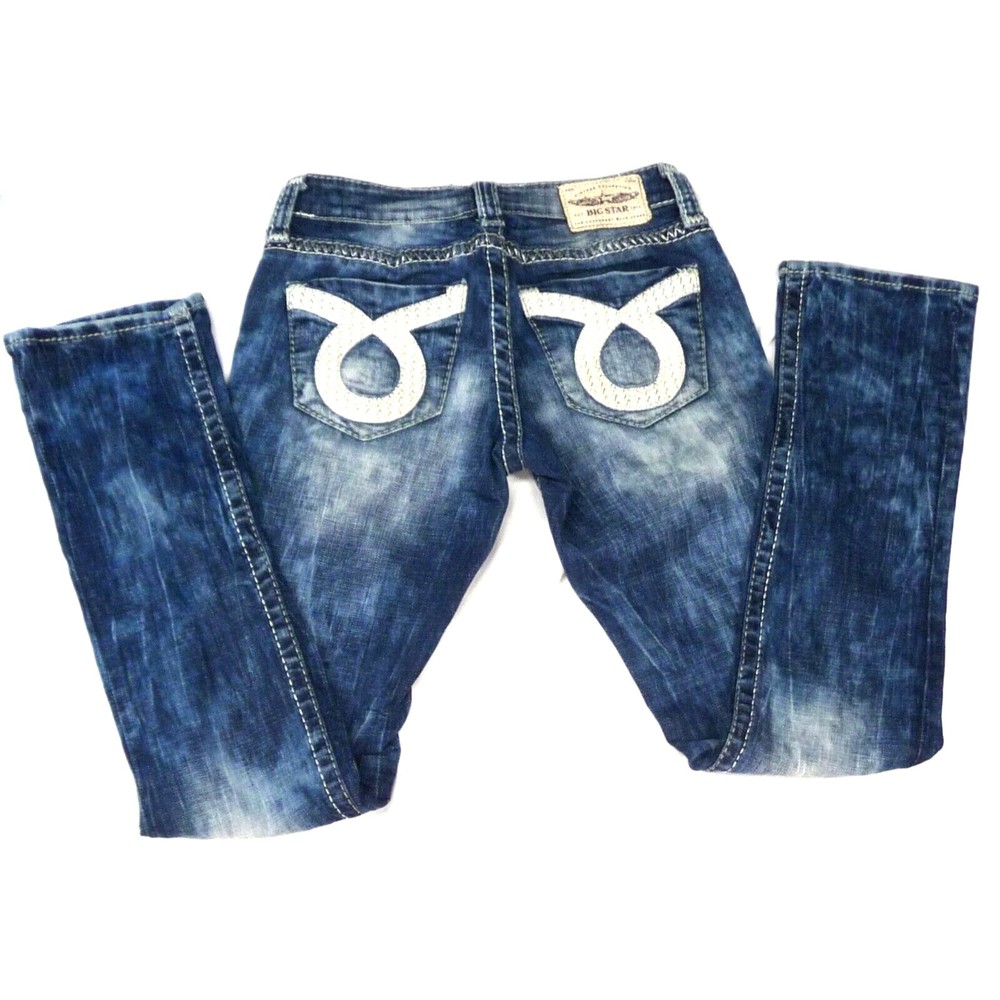 Big Star Women's Jeans-Straight Leg-Acid Washed-Size 26